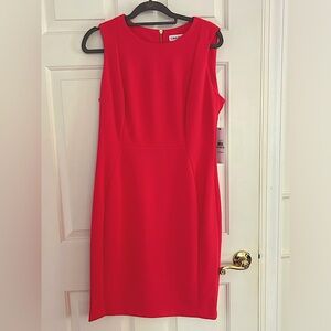 Calvin Klein coral dress.